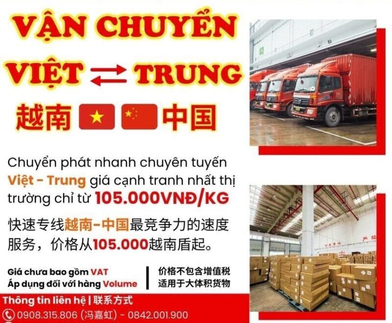 Bảng giá cước vận chuyển hàng Việt Nam Trung Quốc