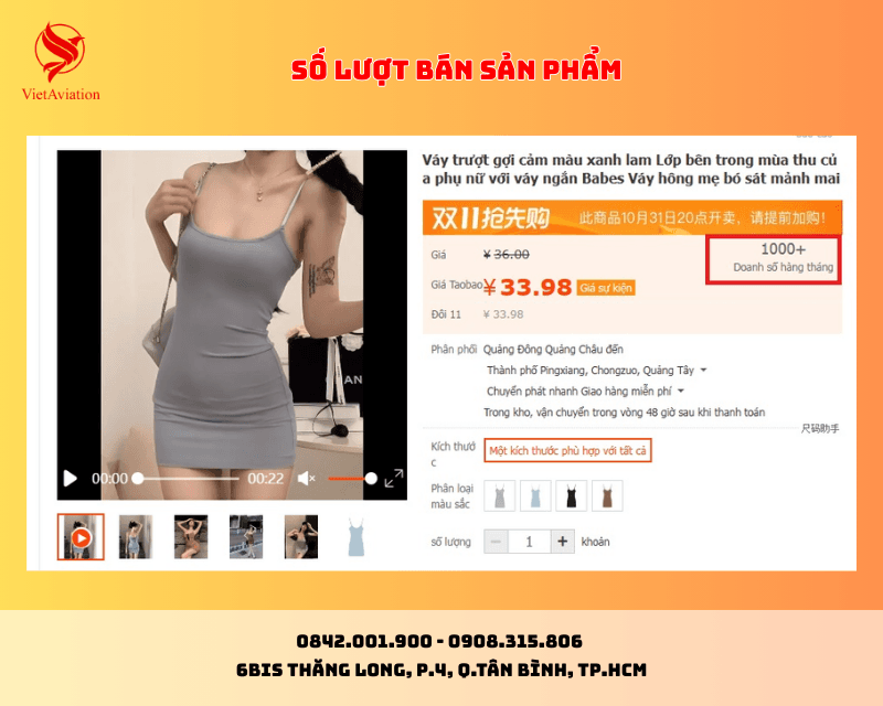 Tổng số lượng giao dịch của shop Taobao