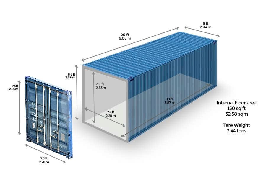Kích thước của container 20ft