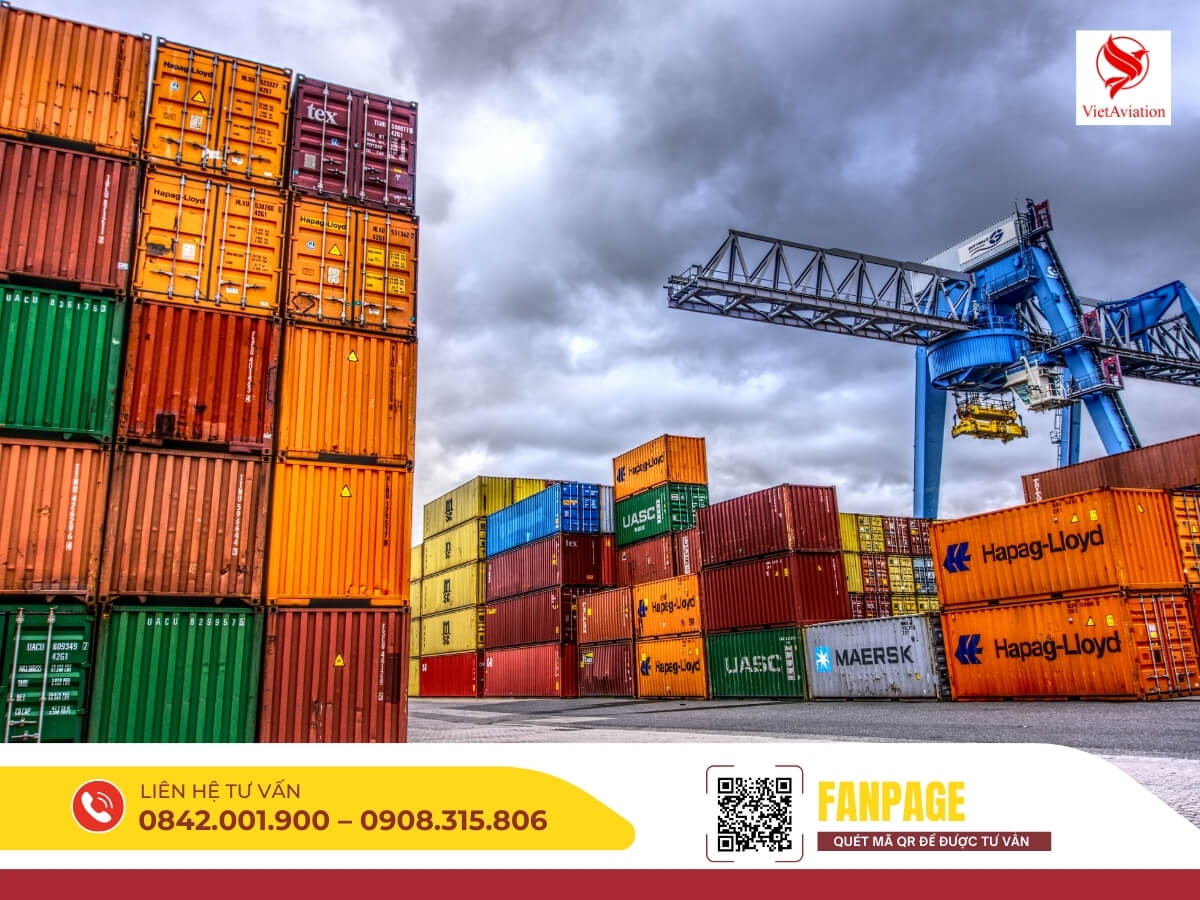 Hệ thống container vận chuyển hàng hóa xuất khẩu đi Trung Quốc.