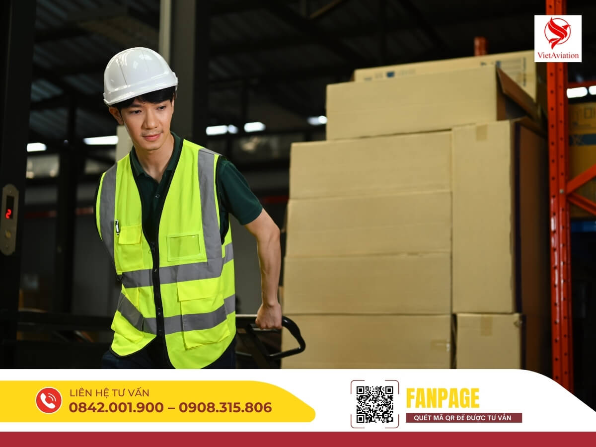 Nhân viên kho vận kiểm tra kiện hàng trước khi chuyển phát nhanh đi Trung Quốc.