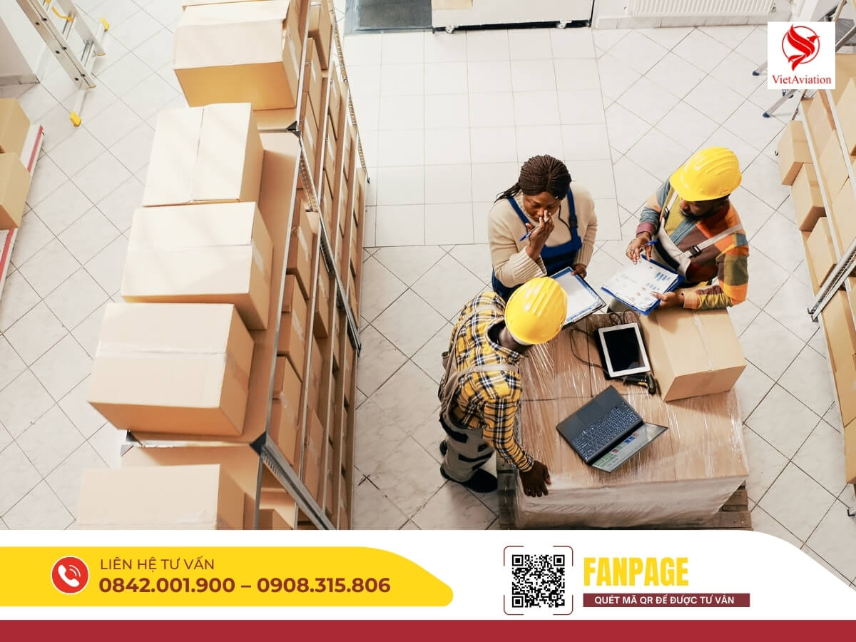 Nhóm nhân viên logistics thảo luận kế hoạch vận chuyển hàng sang Trung Quốc.
