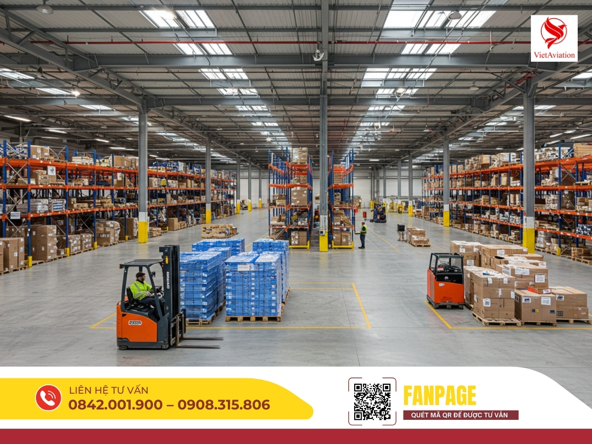 Hình ảnh kho hàng Vietair Cargo, chuẩn bị đơn vận chuyển đi Trung Quốc.
