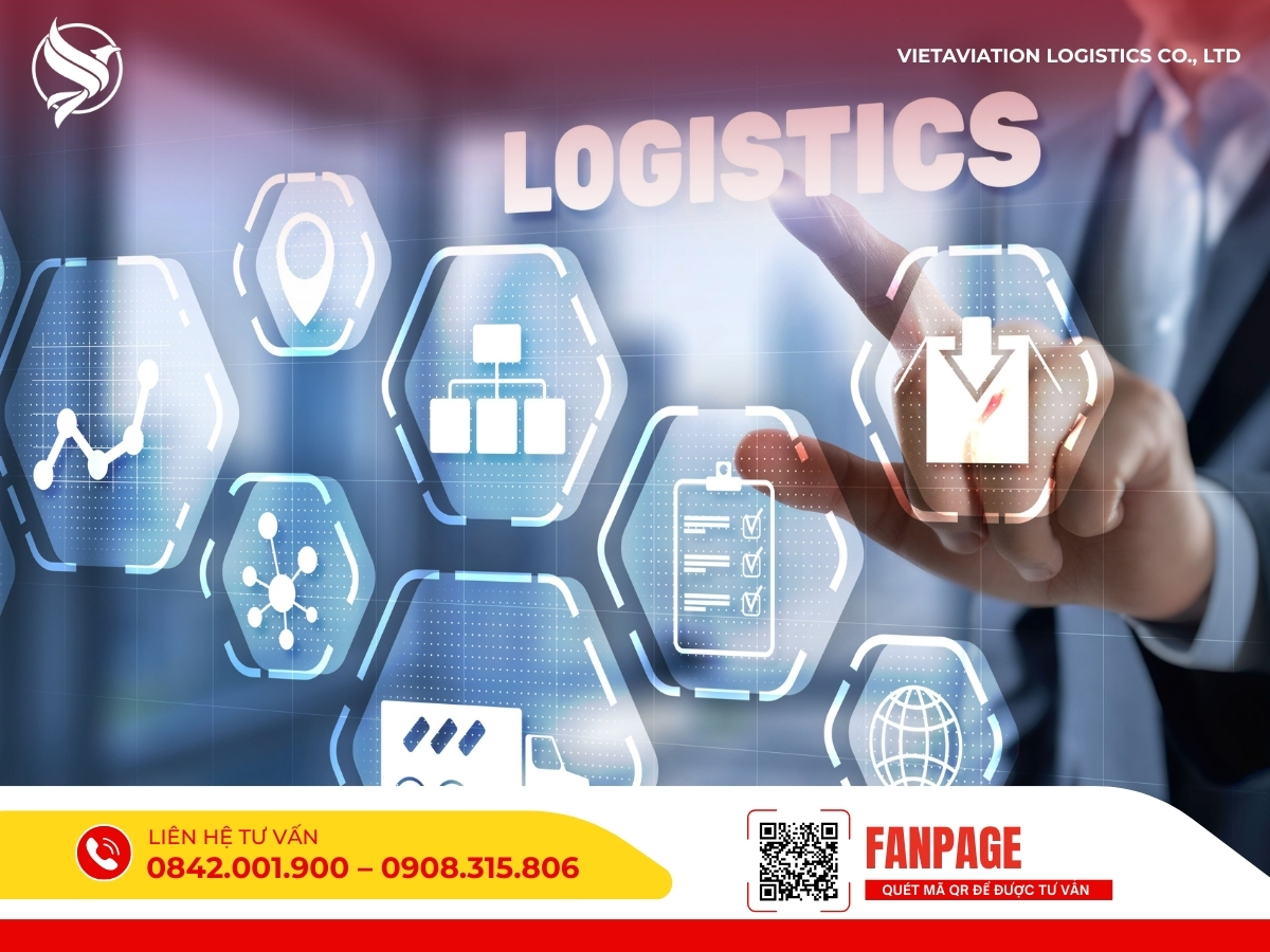 Màn hình công nghệ hiển thị các biểu tượng logistics hiện đại cho vận chuyển Việt Nam – Trung Quốc.
