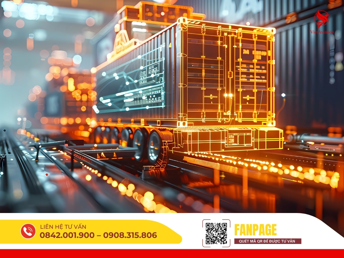 Container hàng hóa từ Trung Quốc được vận chuyển bằng hệ thống đường bộ và công nghệ số hóa hiện đại, minh họa logistics quốc tế.