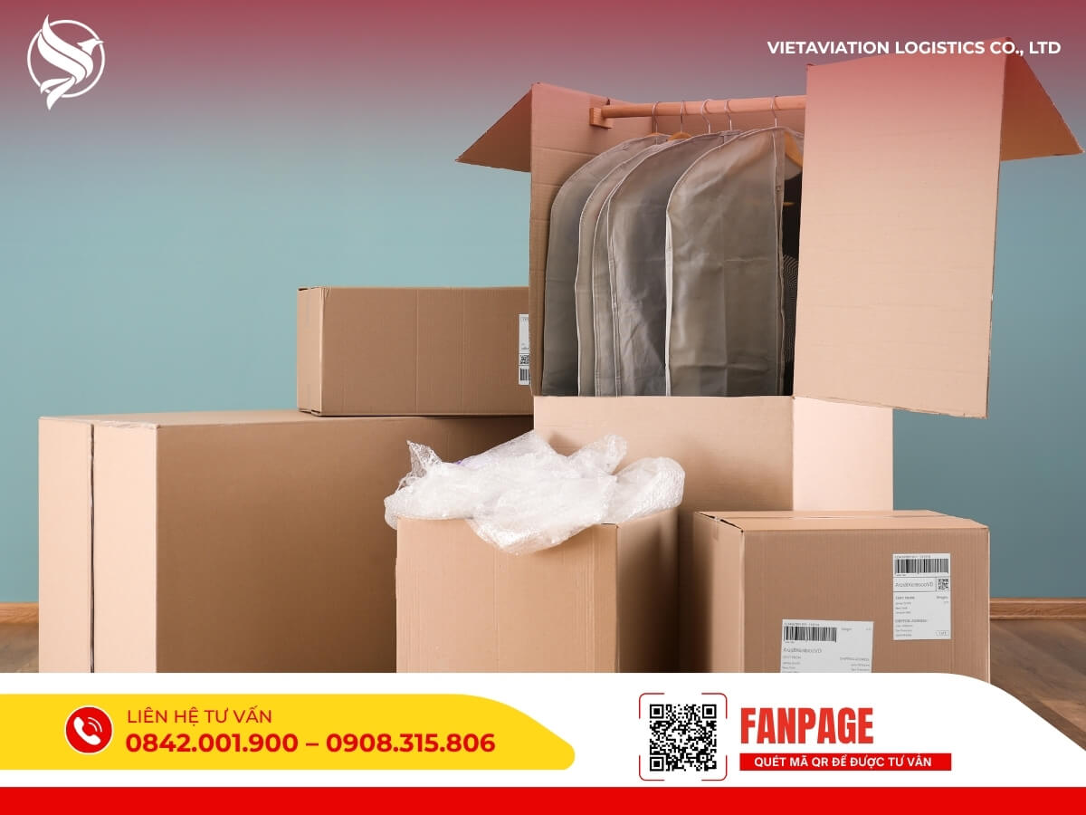 Giải pháp đóng gói 5 lớp an toàn cho kiện hàng gửi đi Trung Quốc, chống va đập, bảo vệ sản phẩm.