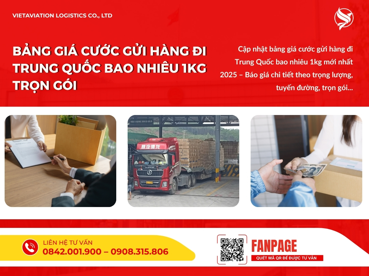 Bảng giá cước gửi hàng đi Trung Quốc bao nhiêu 1kg trọn gói