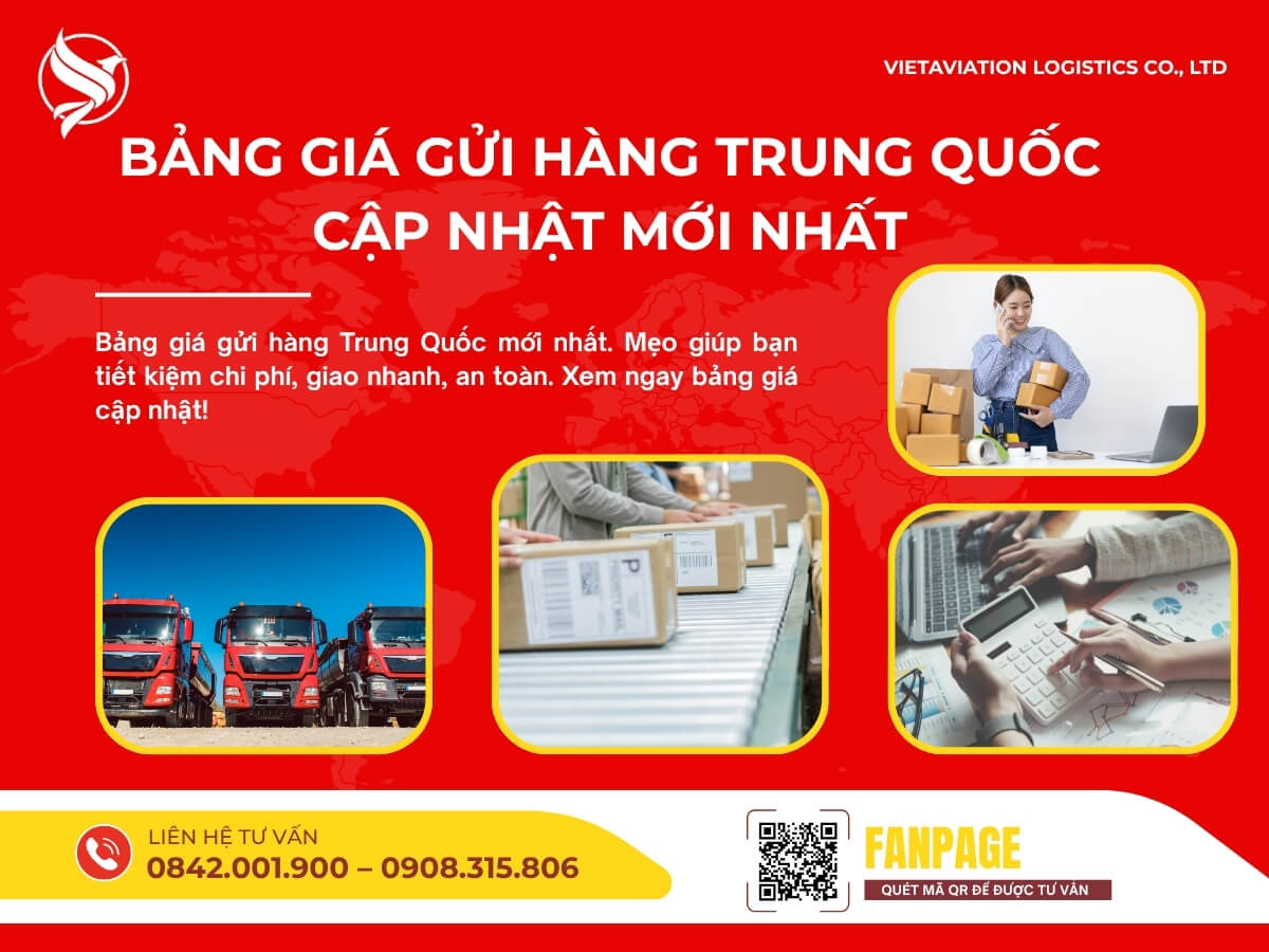 Bảng giá gửi hàng Trung Quốc cập nhật mới nhất