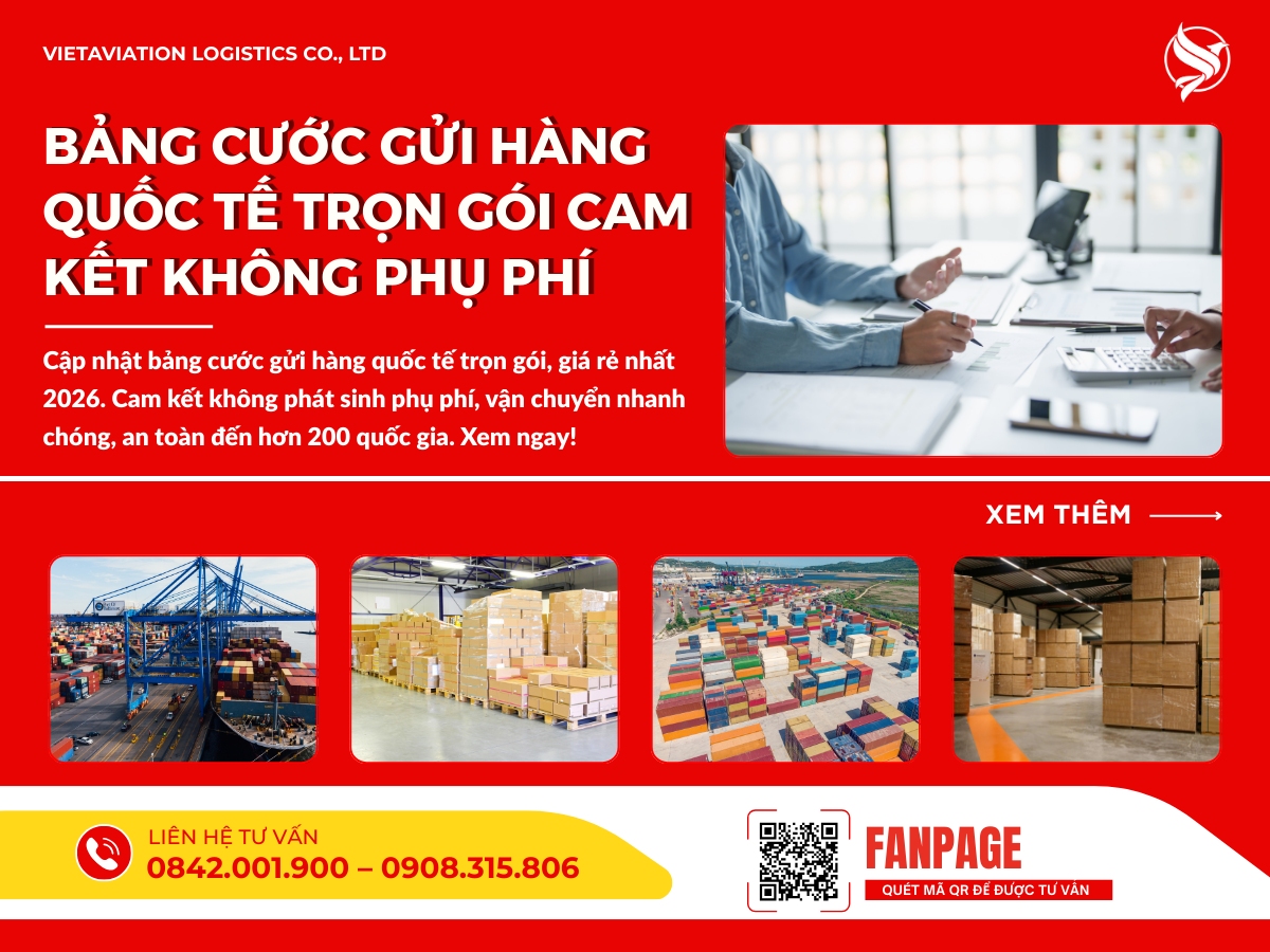 Bảng cước gửi hàng quốc tế trọn gói cam kết không phụ phí