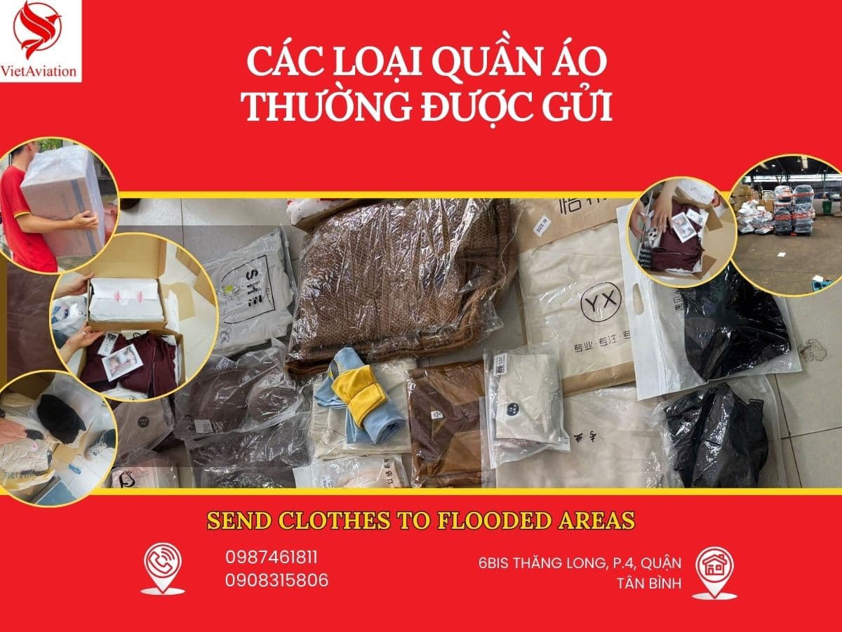 Các loại quần áo thường được gửi đến vùng lũ
