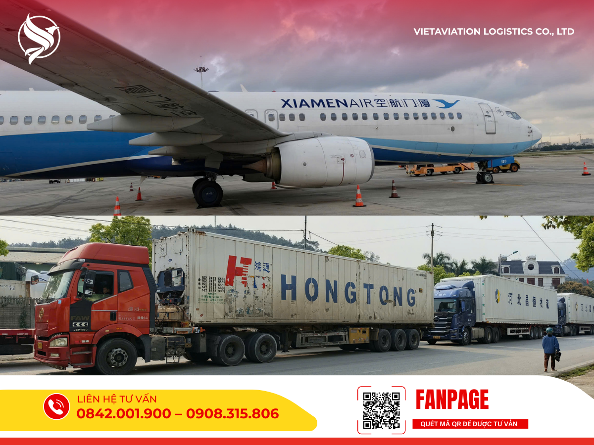 Trực quan cho sự khác biệt và lựa chọn giữa vận chuyển đường hàng không và đường bộ quá cảnh qua Trung Quốc.