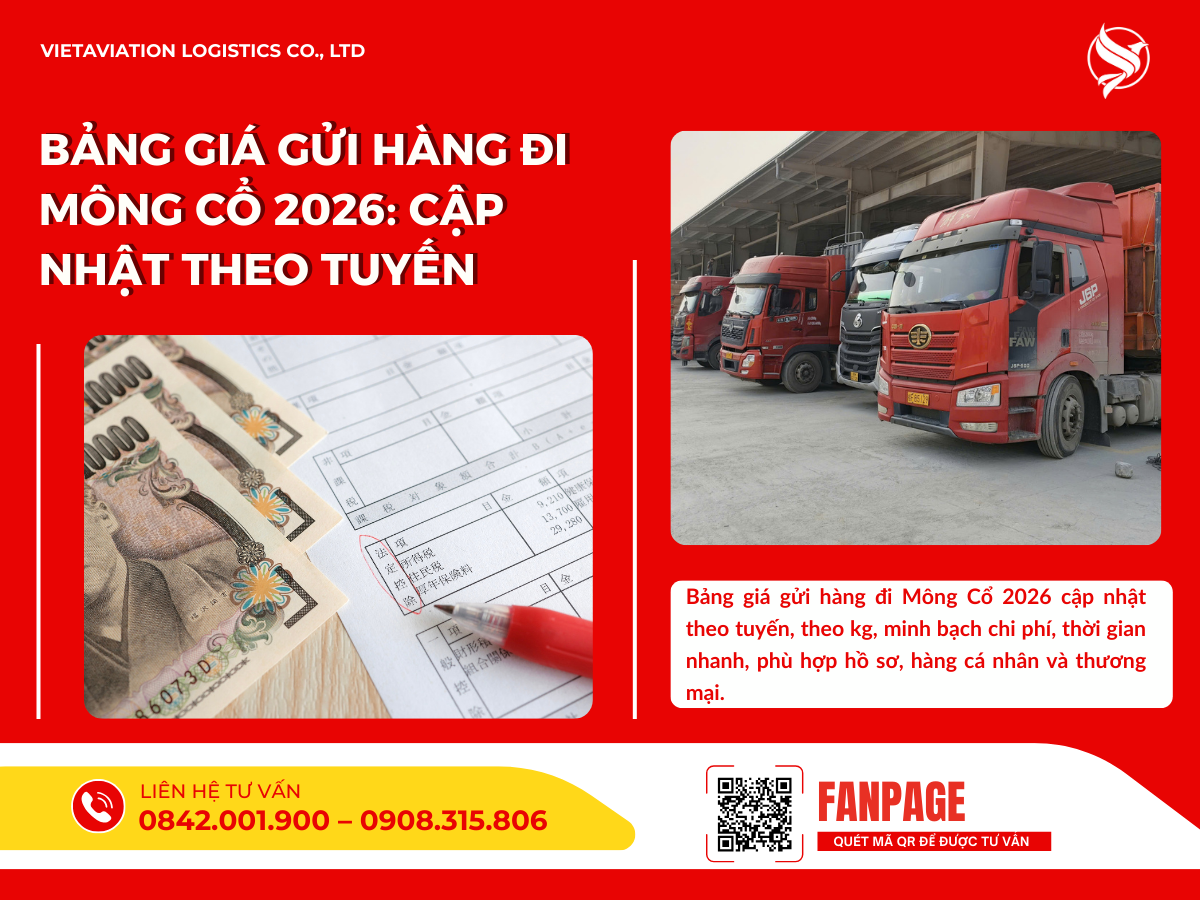 Bảng giá gửi hàng đi Mông Cổ 2026: Cập nhật theo tuyến