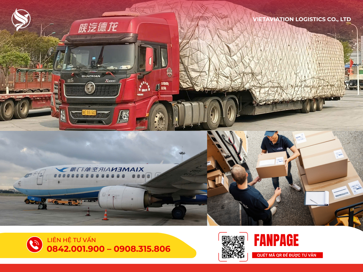 Đội xe container vận chuyển đường bộ và máy bay cargo của VietAviation Logistics chuyên tuyến Mông Cổ.