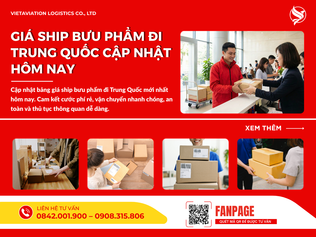 Giá ship bưu phẩm đi Trung Quốc cập nhật hôm nay