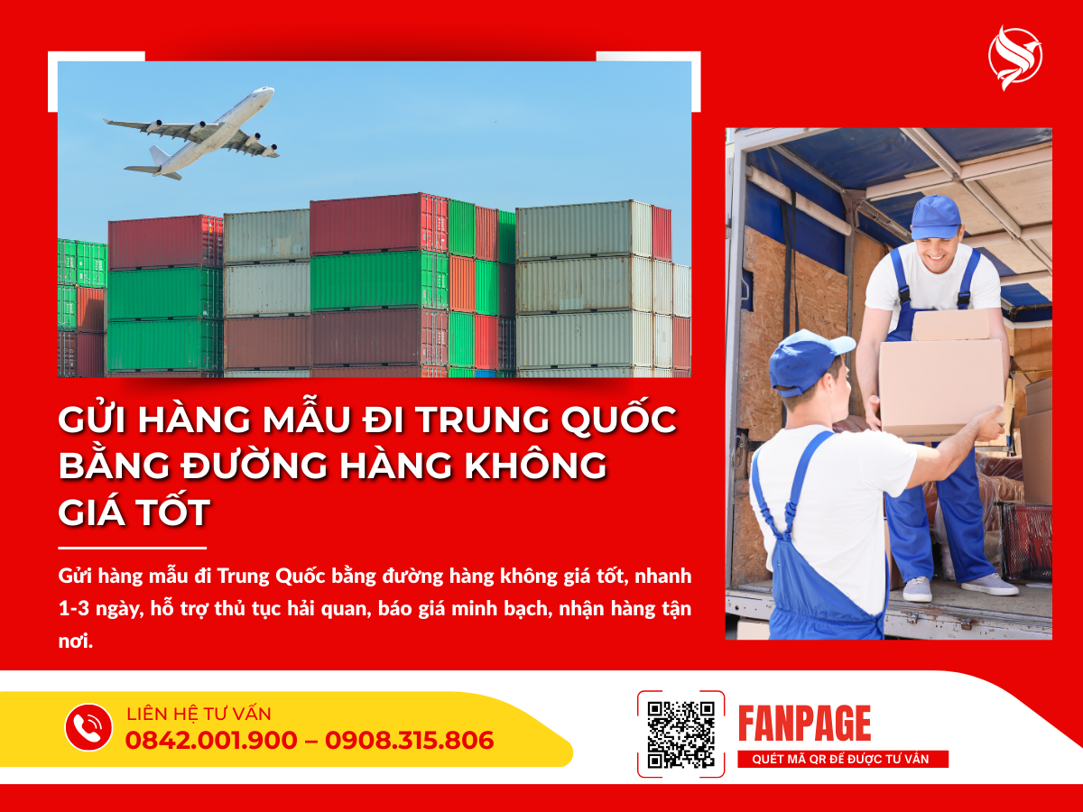 Gửi hàng mẫu đi Trung Quốc bằng đường hàng không giá tốt
