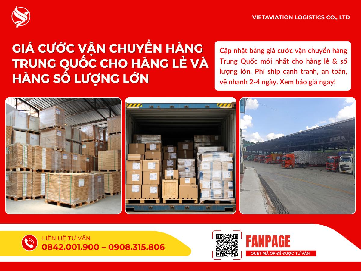 Giá cước vận chuyển hàng Trung Quốc cho hàng lẻ và hàng số lượng lớn