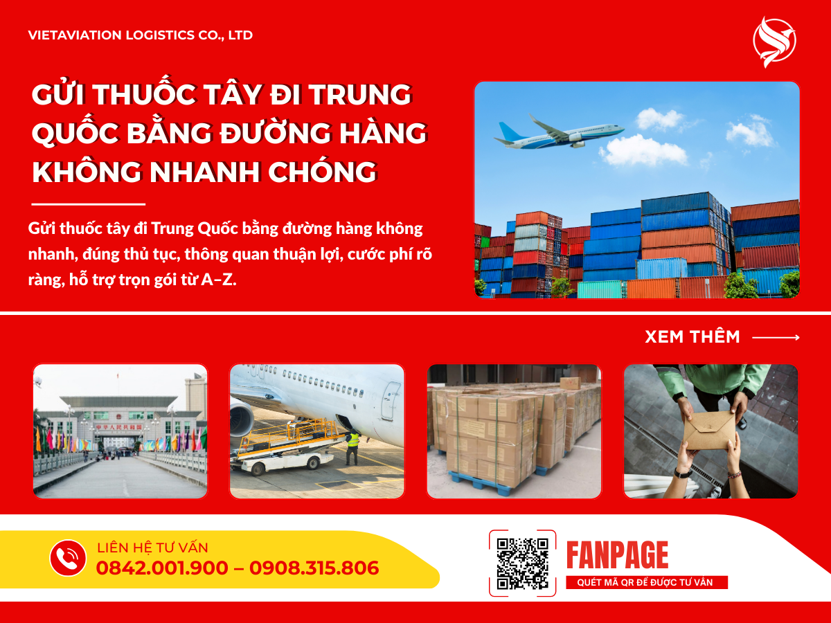 Gửi thuốc tây đi Trung Quốc bằng đường hàng không nhanh chóng