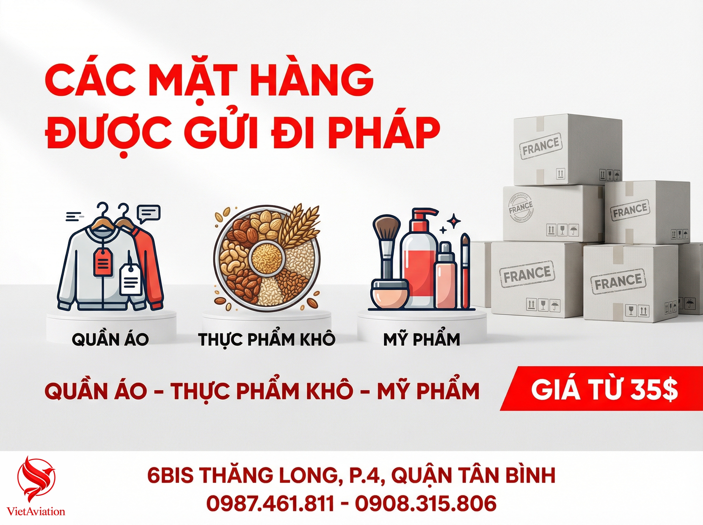 Các mặt hàng được phép chuyển phát nhanh đi Pháp