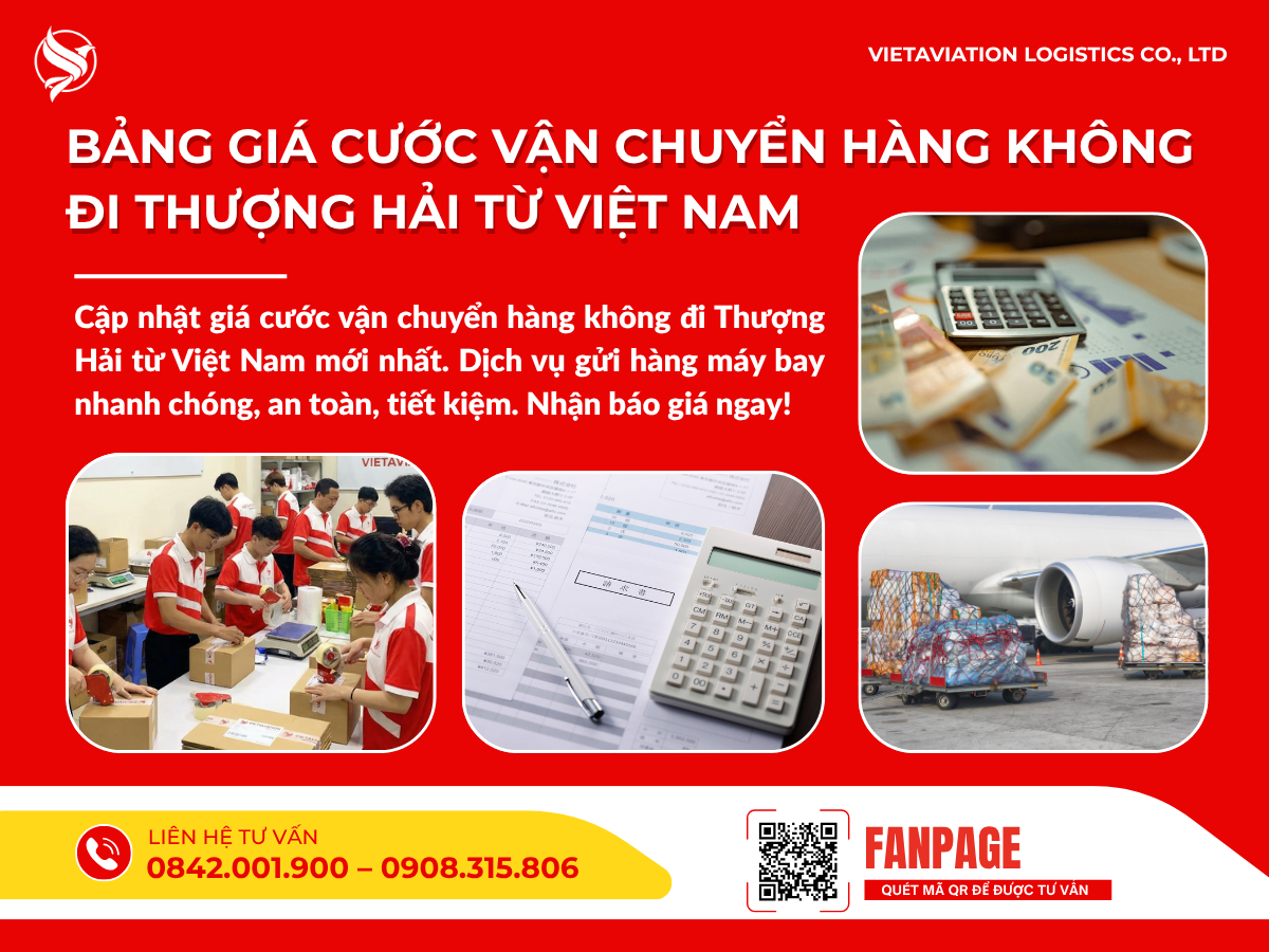 Bảng giá cước vận chuyển hàng không đi Thượng Hải từ Việt Nam