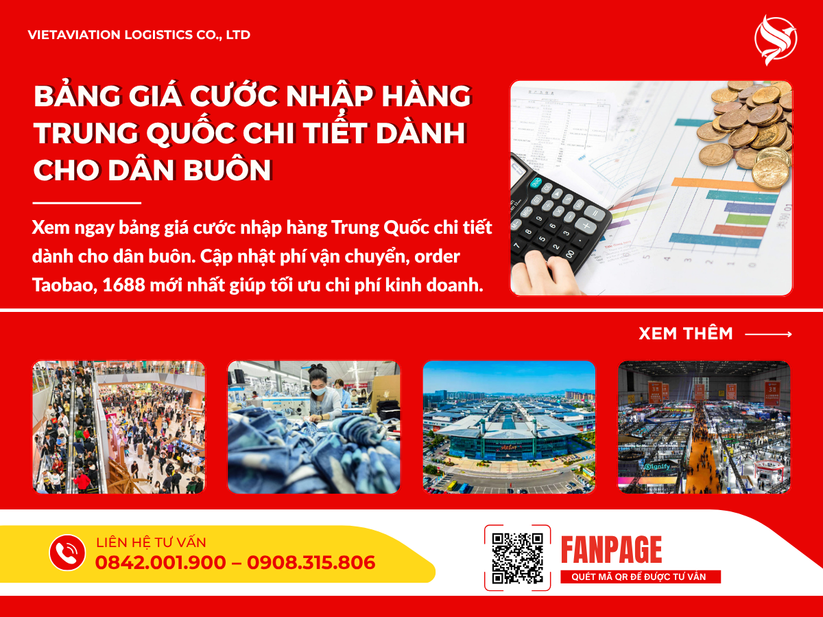 Bảng giá cước nhập hàng Trung Quốc chi tiết dành cho dân buôn