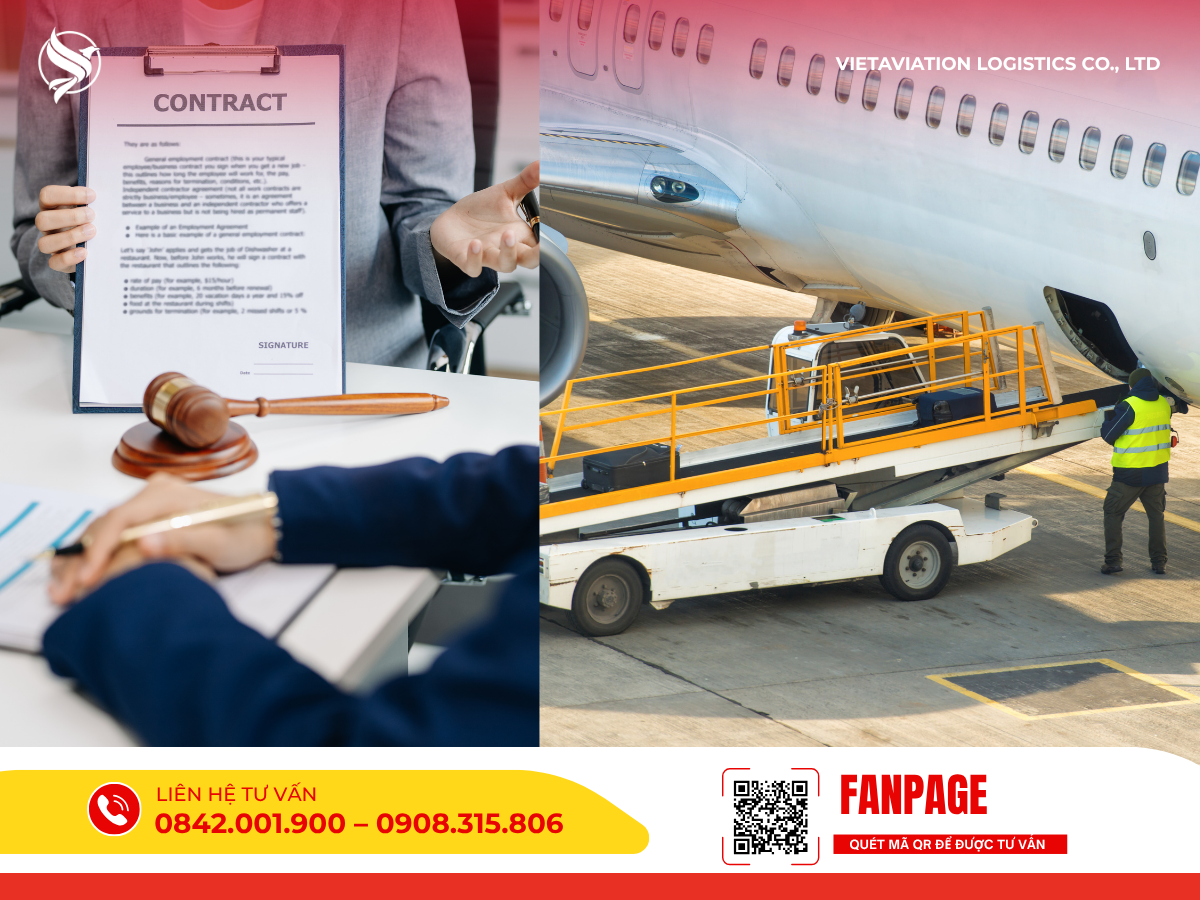 Hình ảnh ghép ký hợp đồng và bốc xếp hàng lên máy bay.
