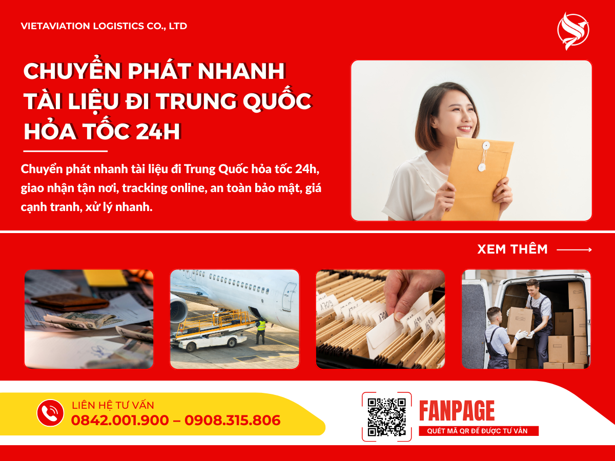 Chuyển phát nhanh tài liệu đi Trung Quốc hỏa tốc 24h