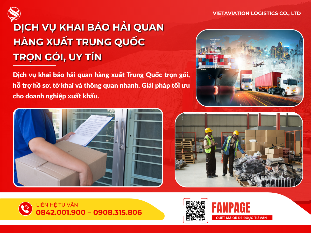 Dịch vụ khai báo hải quan hàng xuất Trung Quốc trọn gói, uy tín
