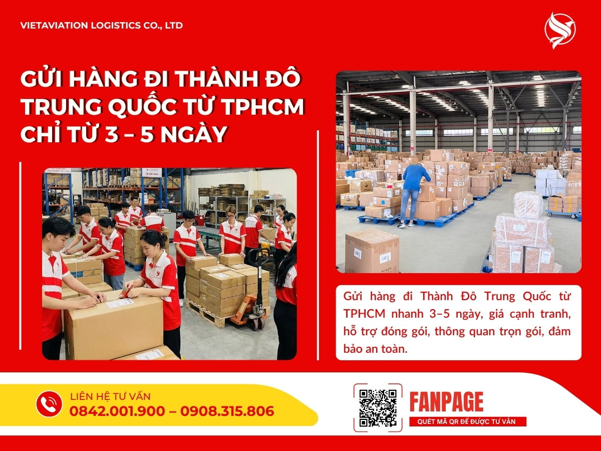 Gửi hàng đi Thành Đô Trung Quốc từ TPHCM chỉ từ 3 – 5 ngày