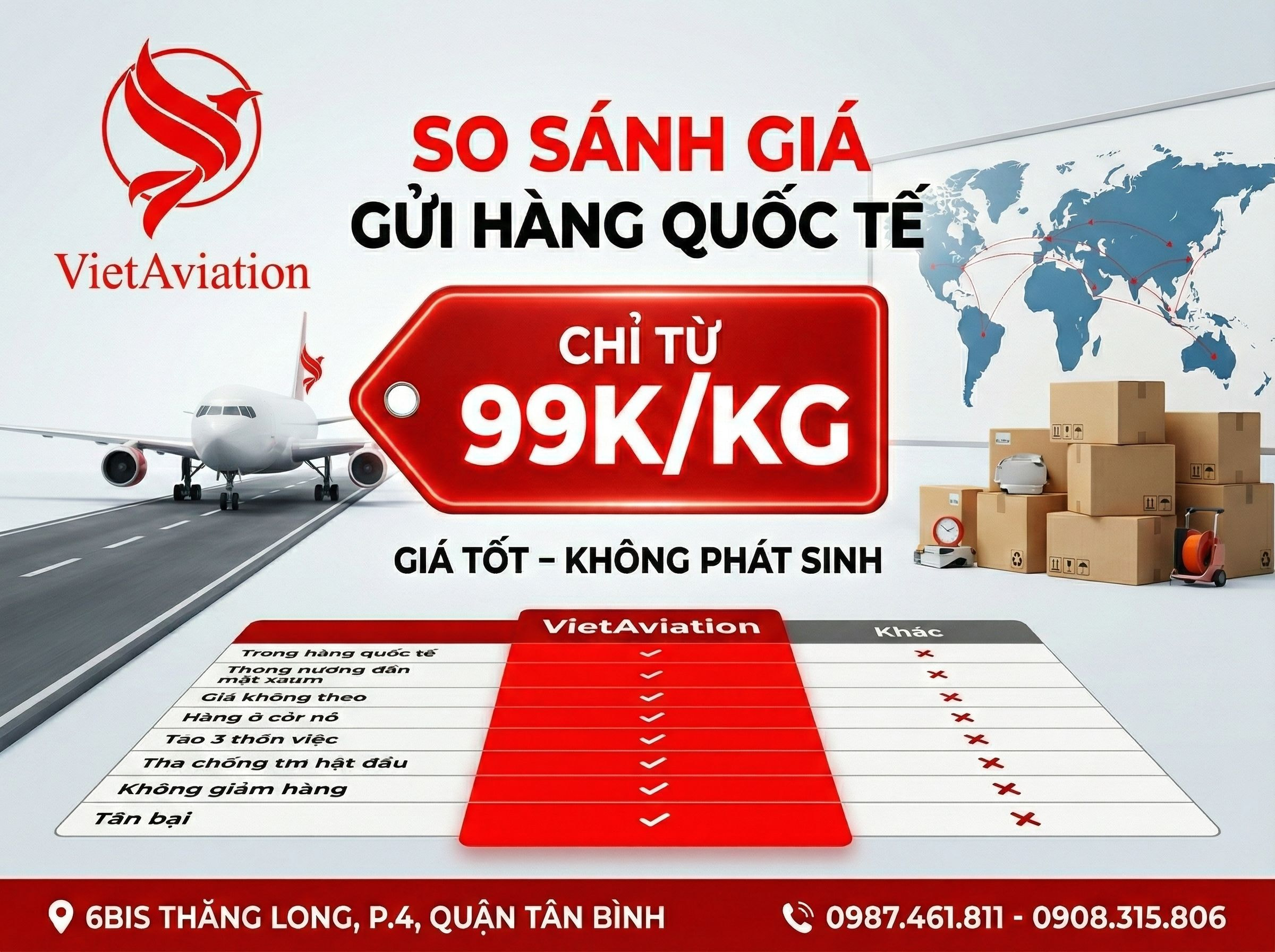 So sánh bảng giá gửi hàng quốc tế đến các nước