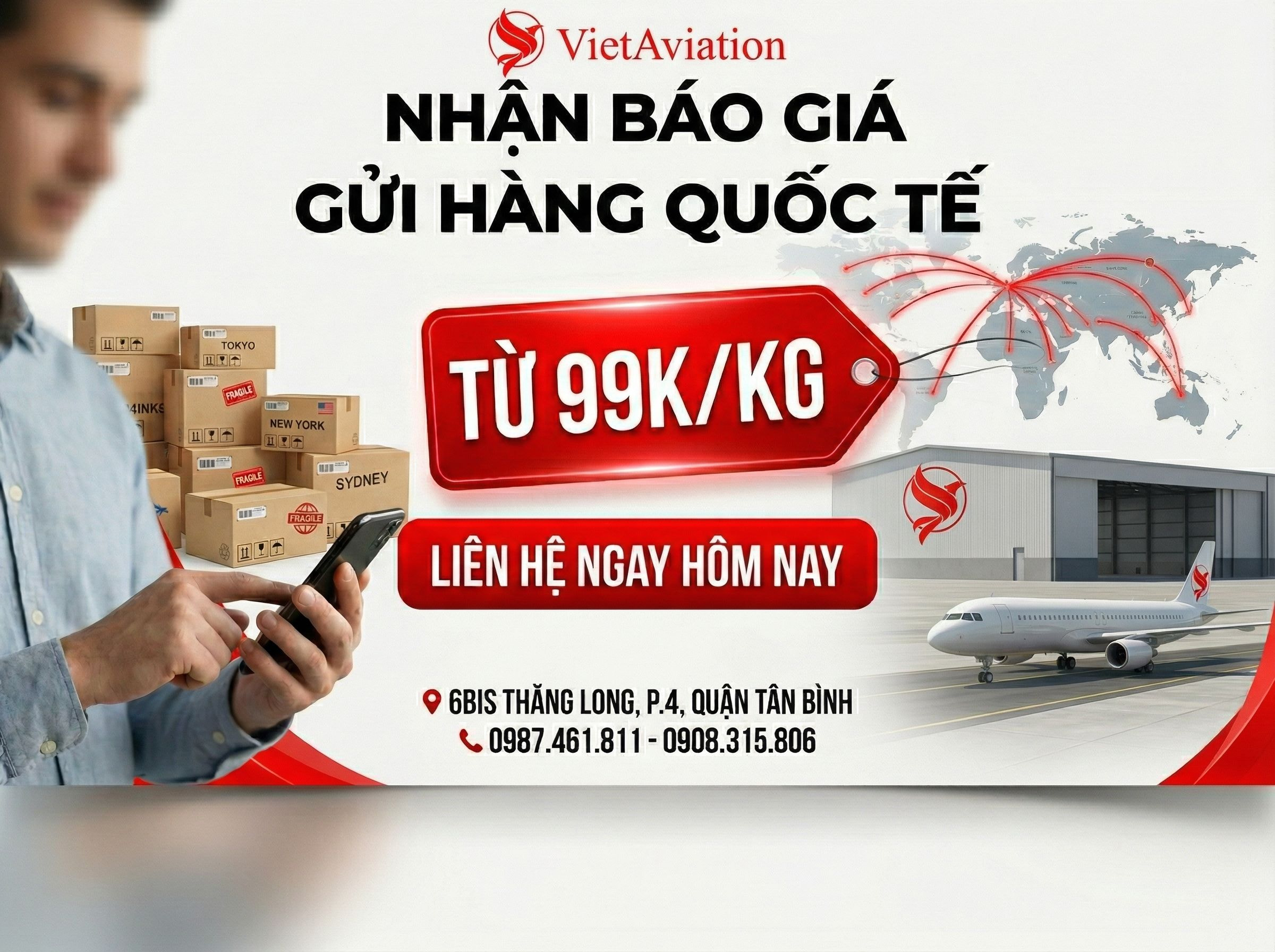 Liên hệ VietAviation để nhận báo giá chuyển phát nhanh quốc tế trong 5 phút