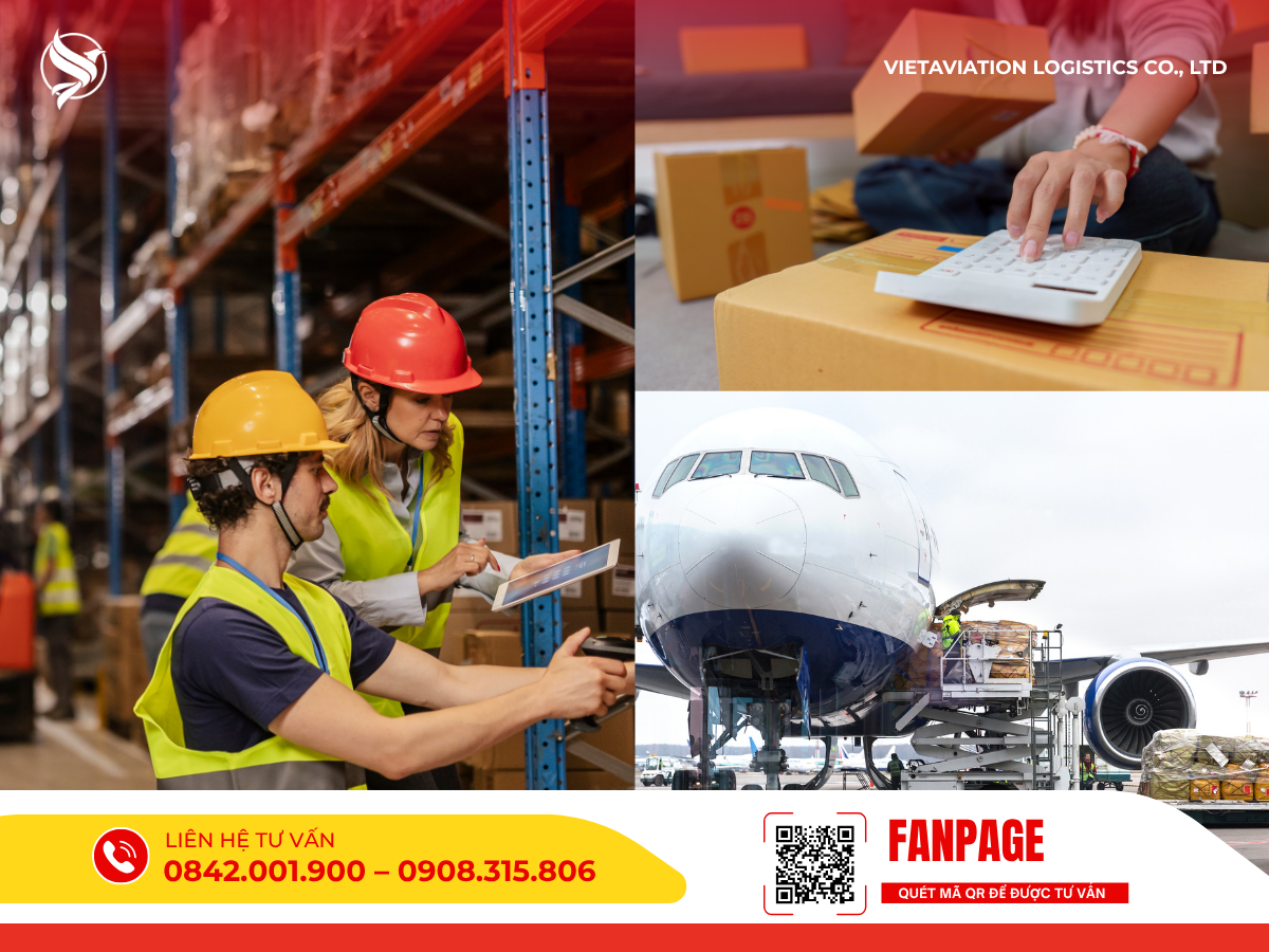 Hoạt động kiểm kho, tính toán cước phí và bốc xếp hàng hóa lên máy bay