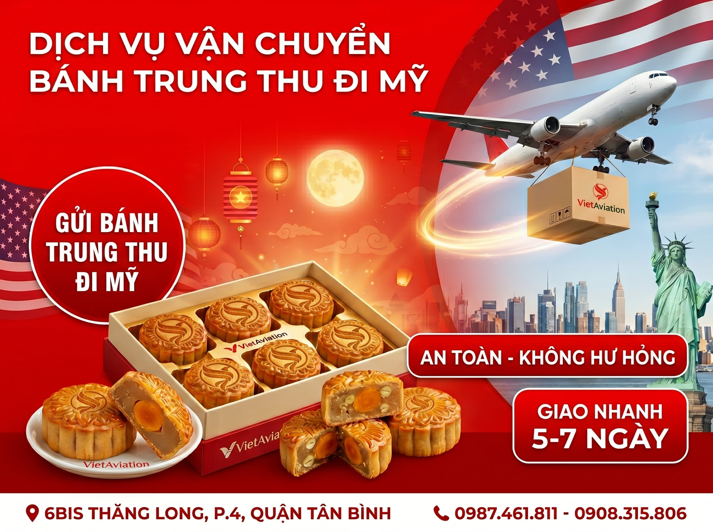 Gửi Bánh Trung Thu Đi Mỹ Từ 199k/Kg, Tới USA 5-7 Ngày 2026