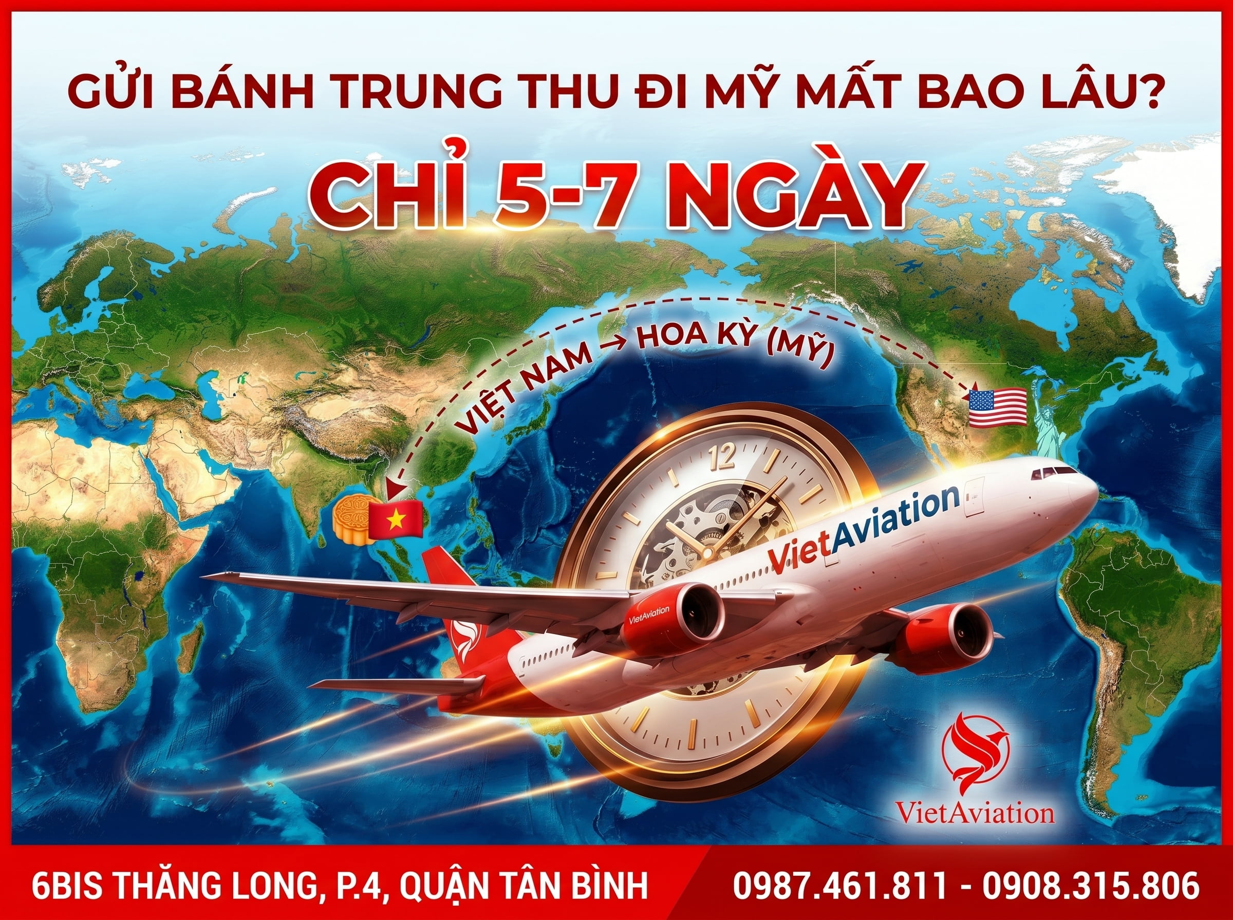 Gửi bánh Trung Thu đi Mỹ mất bao lâu?