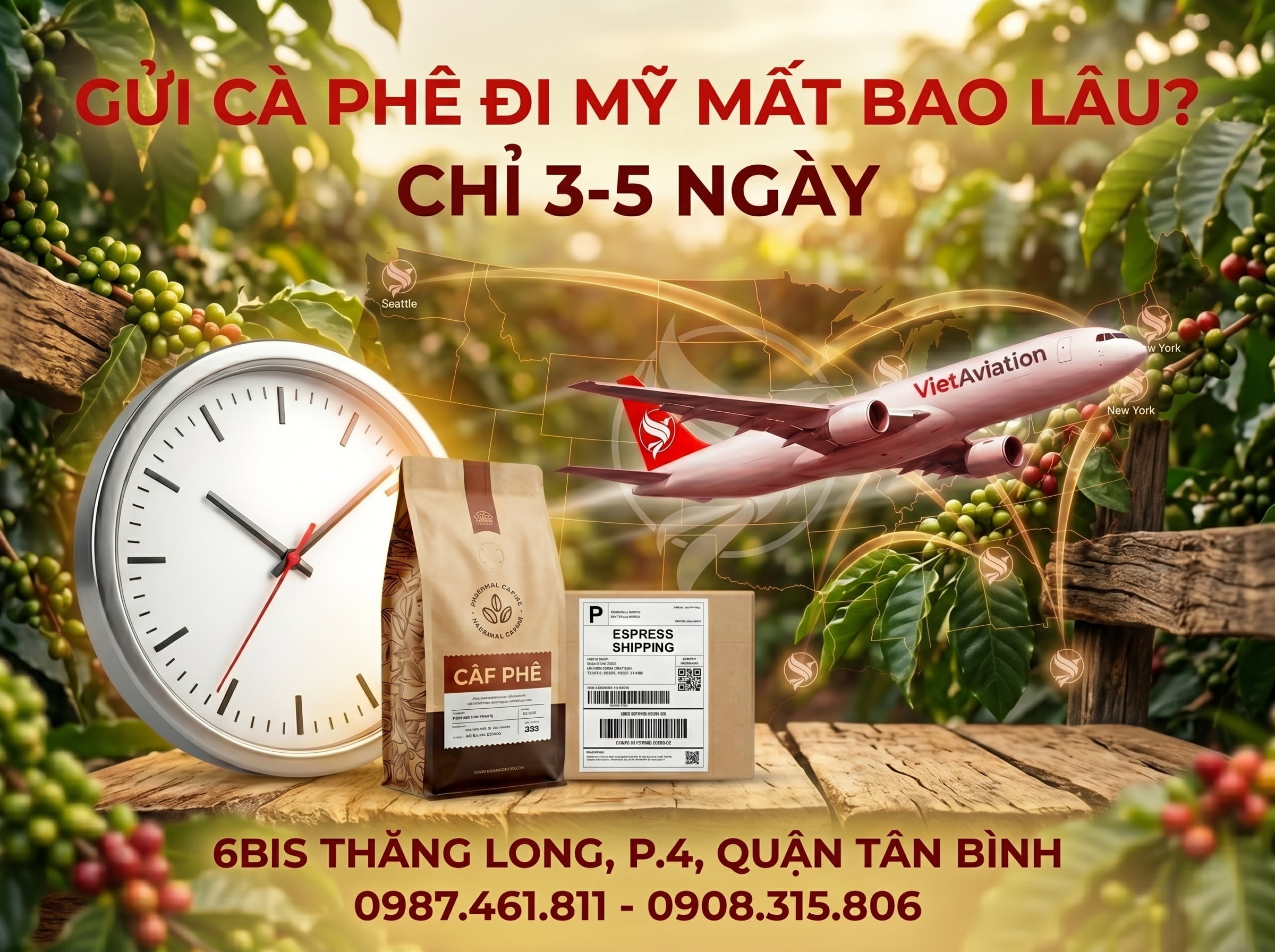 Thời gian vận chuyển cà phê từ Việt Nam sang Mỹ