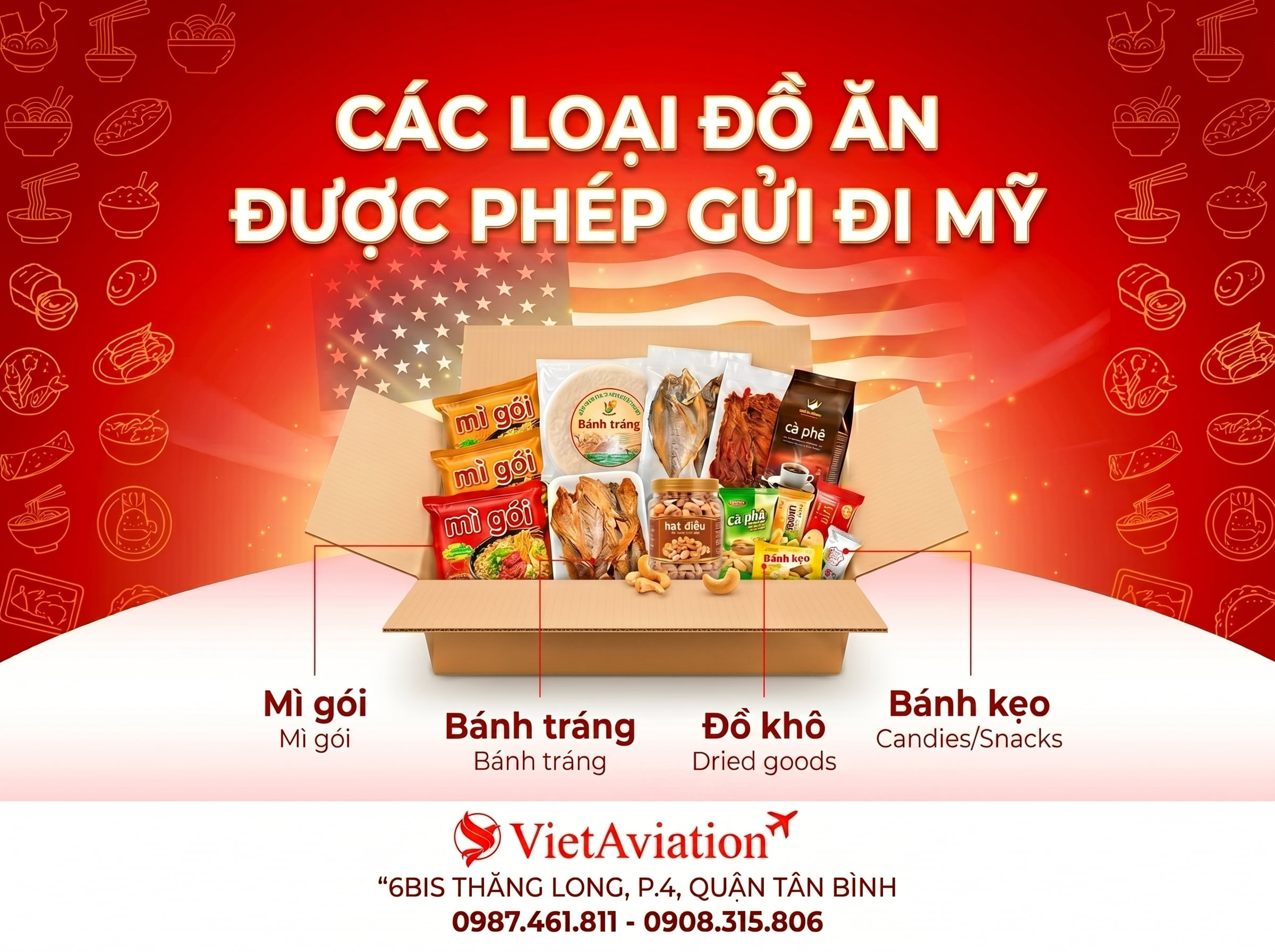 Các loại đồ ăn được phép vận chuyển sang Hoa Kỳ