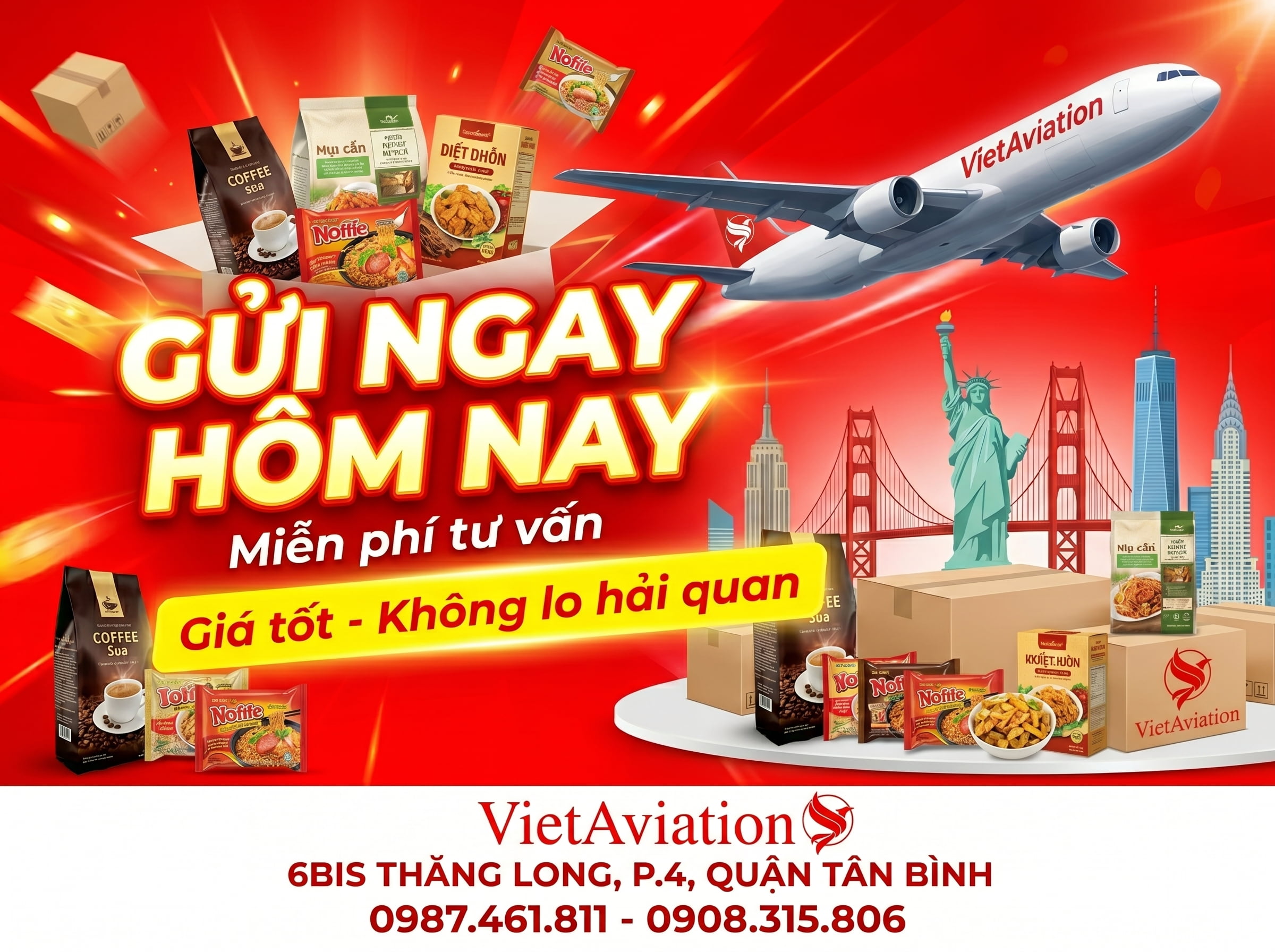 Cùng VietAviation gửi đồ ăn qua mỹ ngay hôm nay