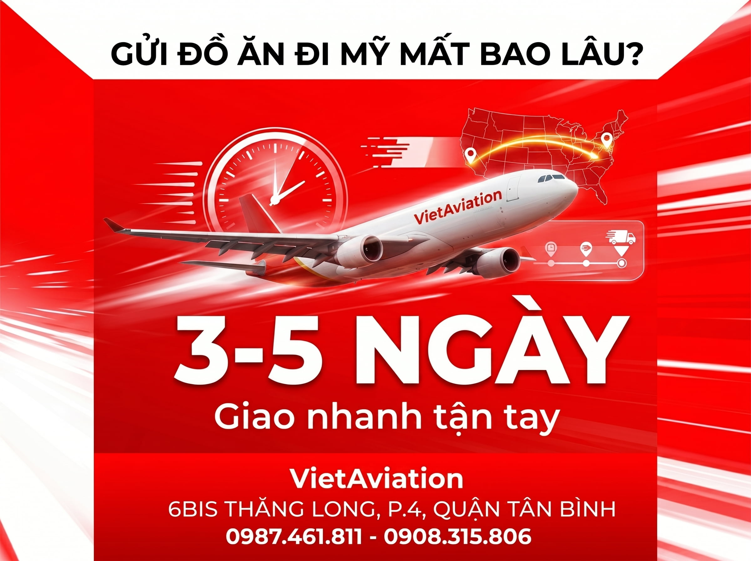 Thời gian gửi đồ ăn đến Mỹ