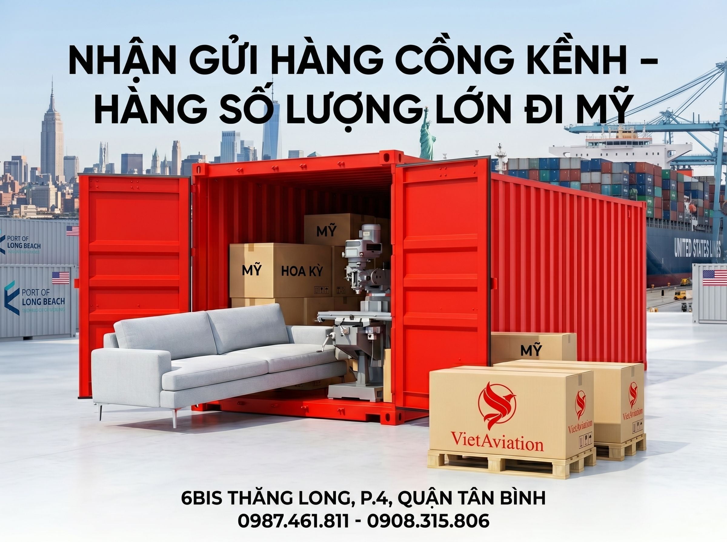 VietAviation đơn vị gửi hàng đi Mỹ đường biển uy tín