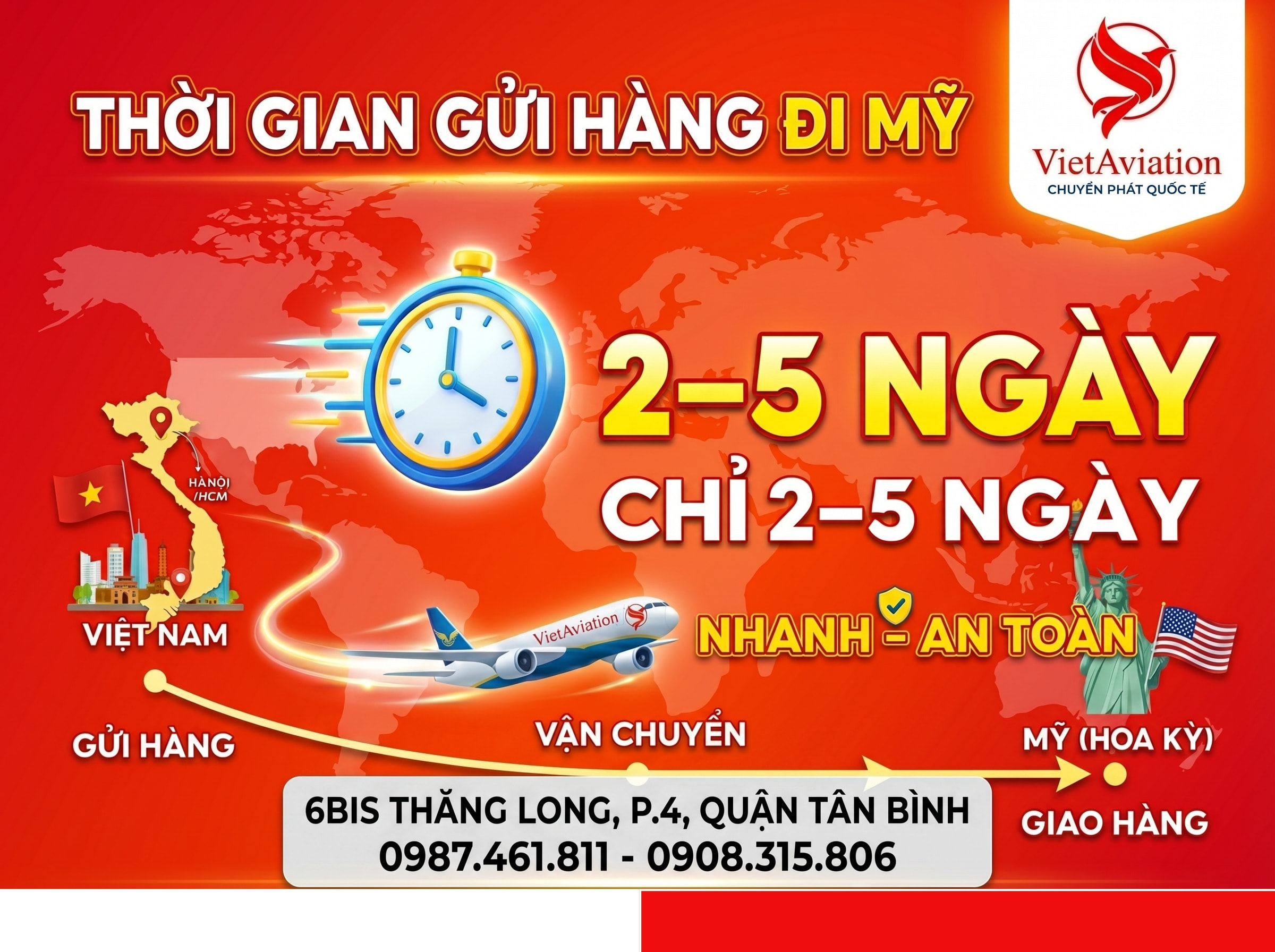 Thời gian gửi hàng đi Mỹ mất bao lâu?
