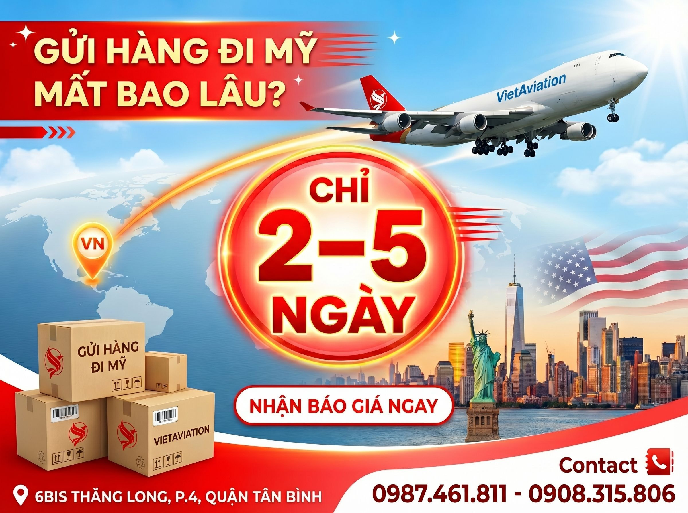 Gửi Hàng Đi Mỹ Mất Bao Lâu? Chỉ 2–7 Ngày, Giao Đúng Hẹn