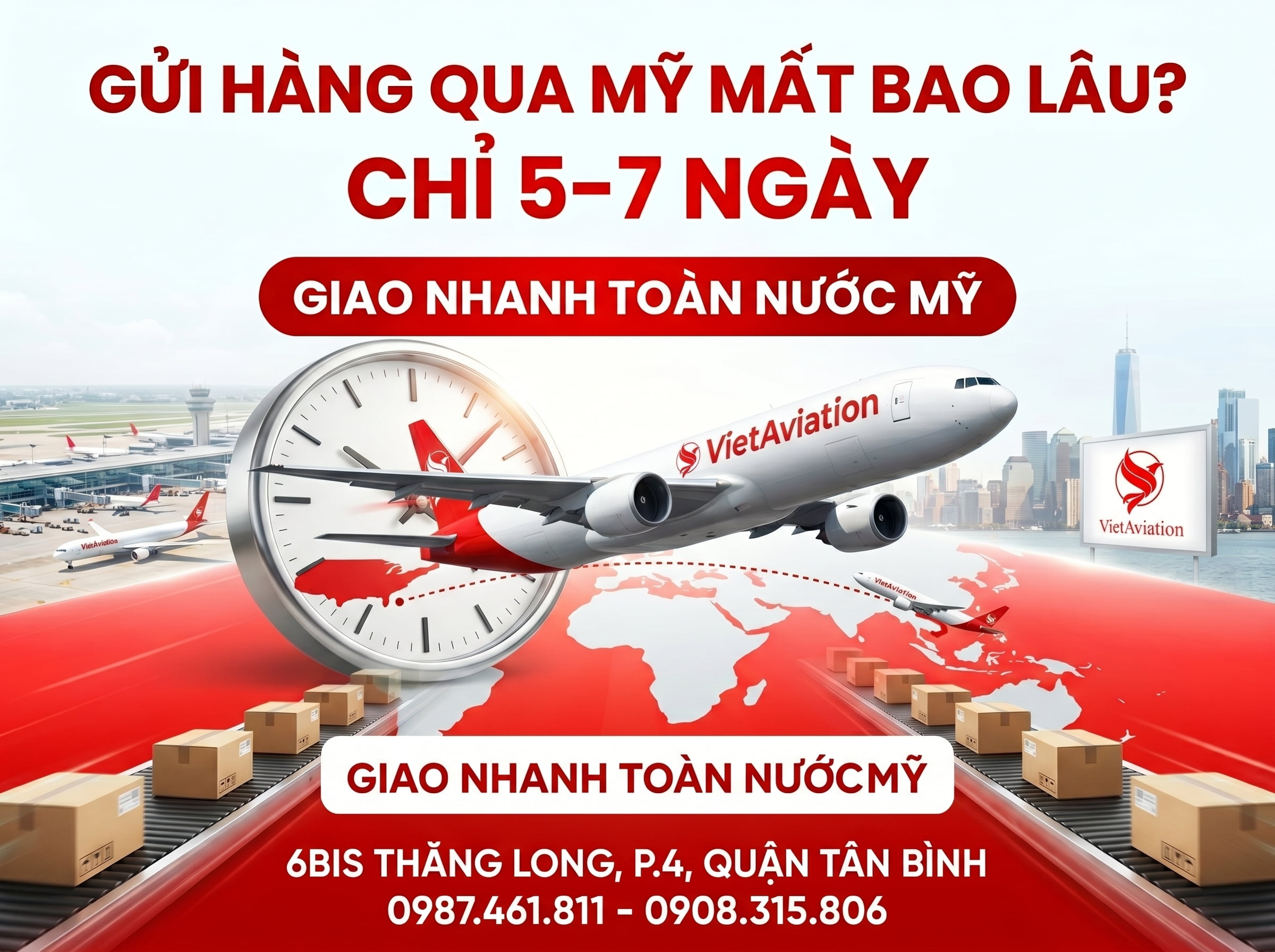 Thời gian chuyển phát nhanh hàng đi Mỹ