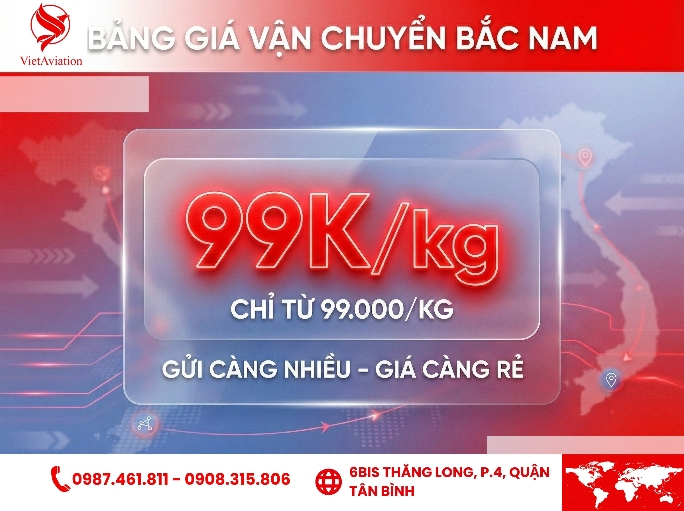 Bảng giá vận chuyển Bắc Nam mới nhất