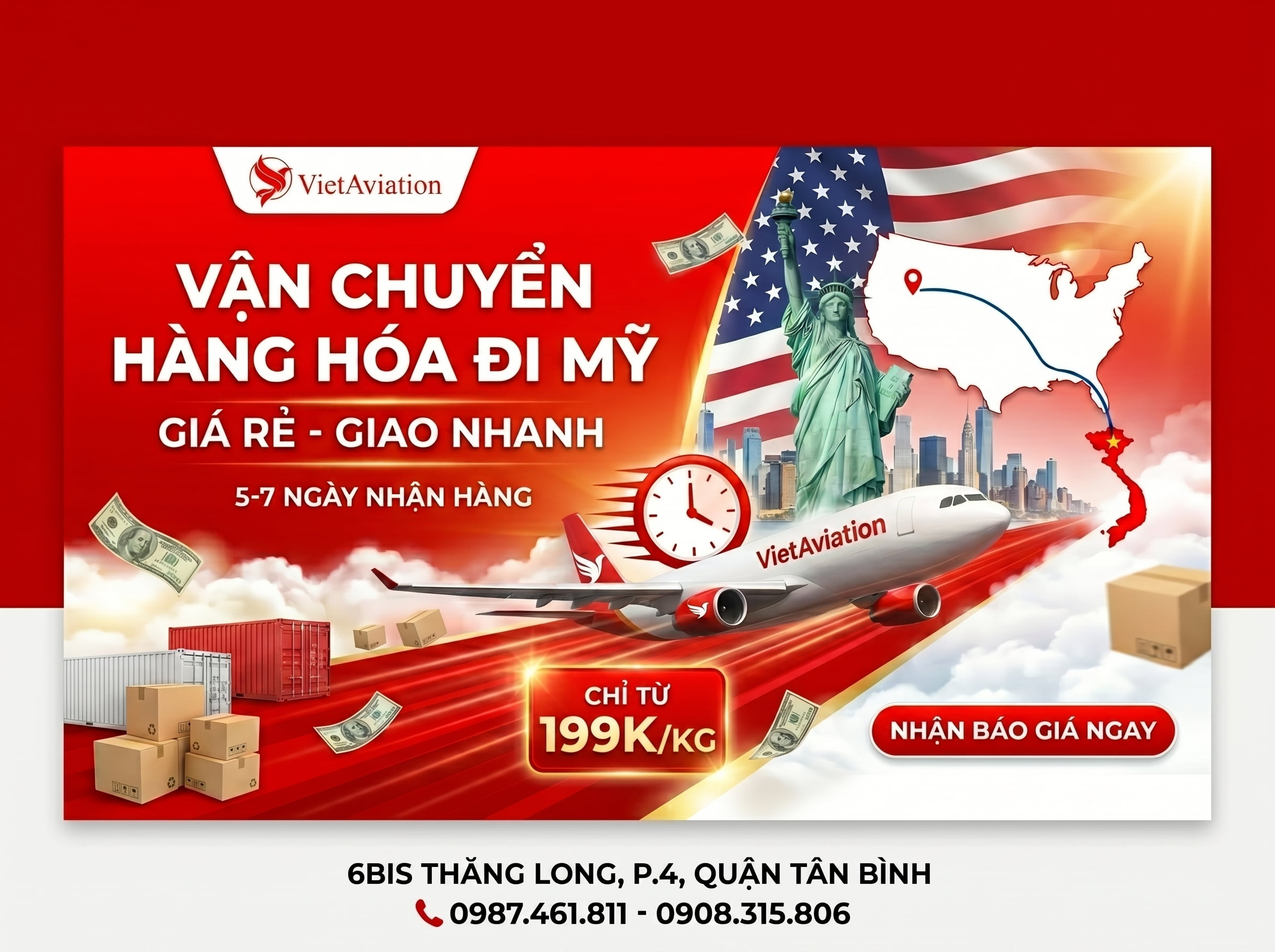 Vận Chuyển Hàng Hóa Đi Mỹ Giá Từ 199K/Kg, 3-5 Ngày 2026