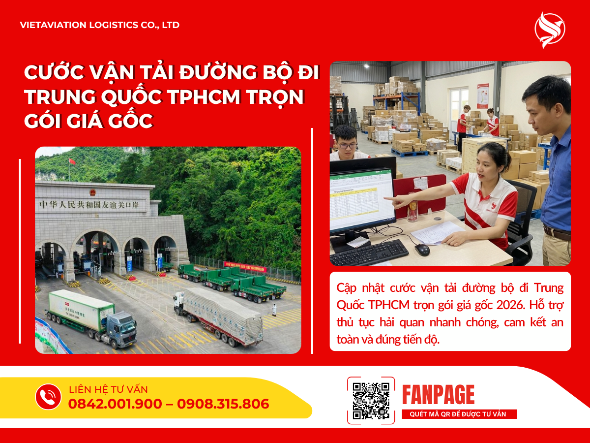 Cước gửi hàng container đi Trung Quốc TPHCM hỗ trợ thủ tục