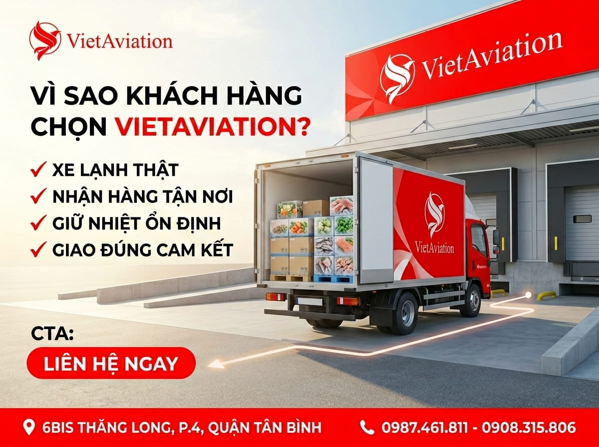 Case thực tế dịch vụ vận chuyển hàng đông lạnh tại VietAviation