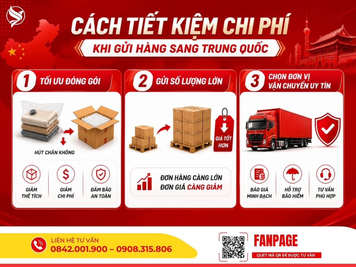 Kinh nghiệm gửi hàng đi Trung Quốc là tối ưu đóng gói, gom đơn và chọn phương thức phù hợp để giảm chi phí vận chuyển