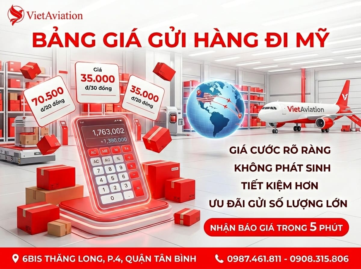 Bảng giá gửi hàng đi Mỹ giá rẻ tại tp hcm
