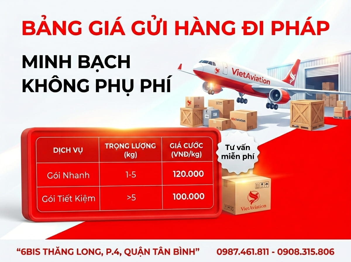 Bảng giá gửi hàng đi Pháp tại TP HCM mới nhất 2026