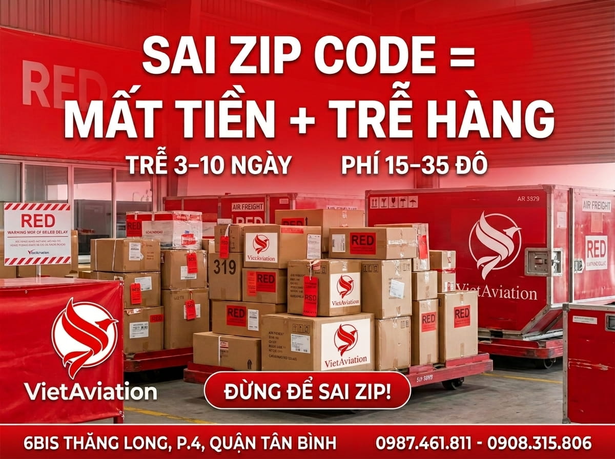 Hậu quả khi sai zip code khi gửi hàng sang Mỹ