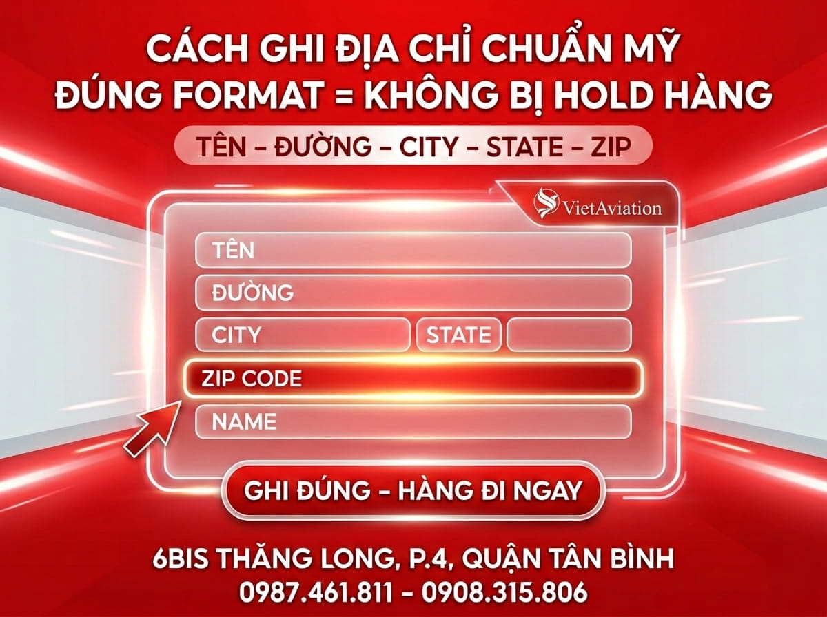 Cách ghi địa chỉ chuẩn 99% trước khi gửi hàng đi MỸ thông qua code
